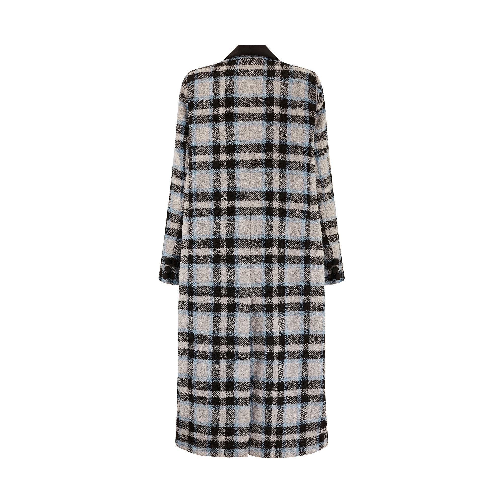 the harvest coat | Blue Check Print Oversized Longline Coat - The