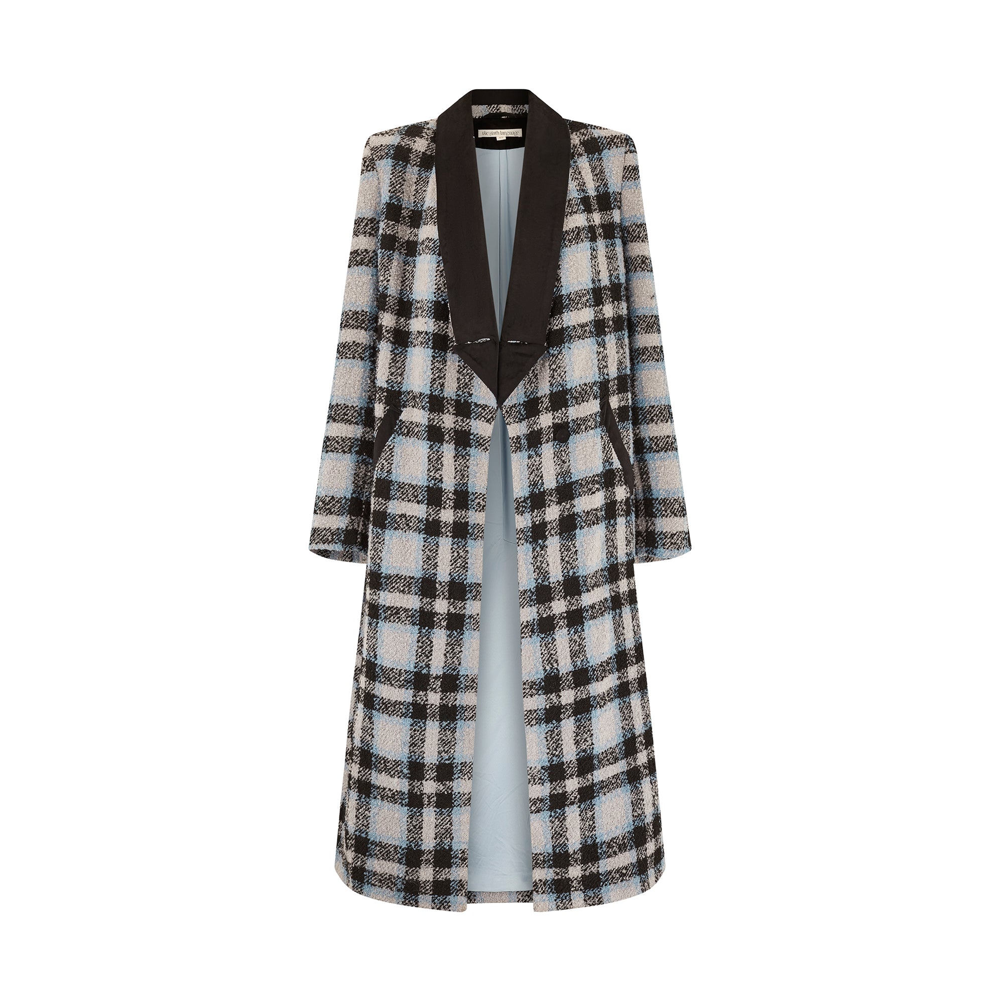the harvest coat | Blue Check Print Oversized Longline Coat - The