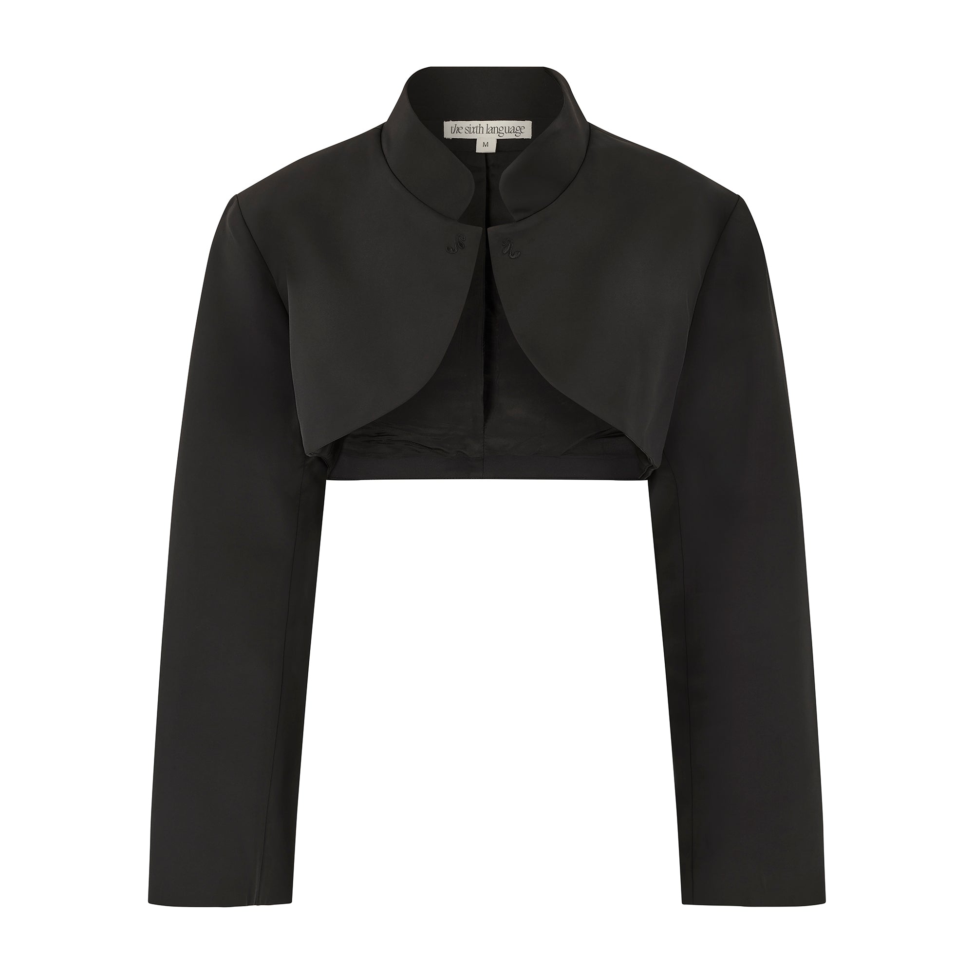 the nights bolero | Black Satin Cropped Bolero Blazer Jacket - The