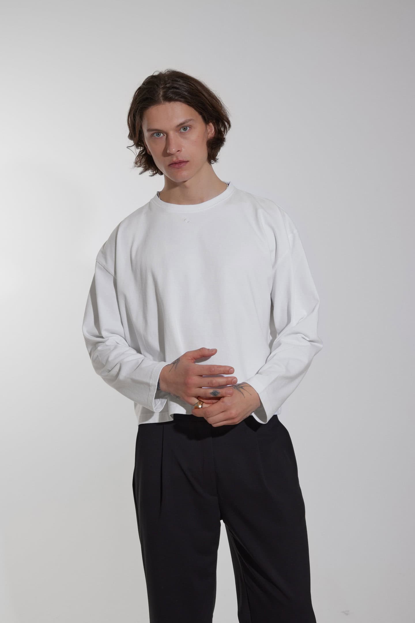 the masterpiece top | White Long Sleeve Slogan Unisex T-Shirt