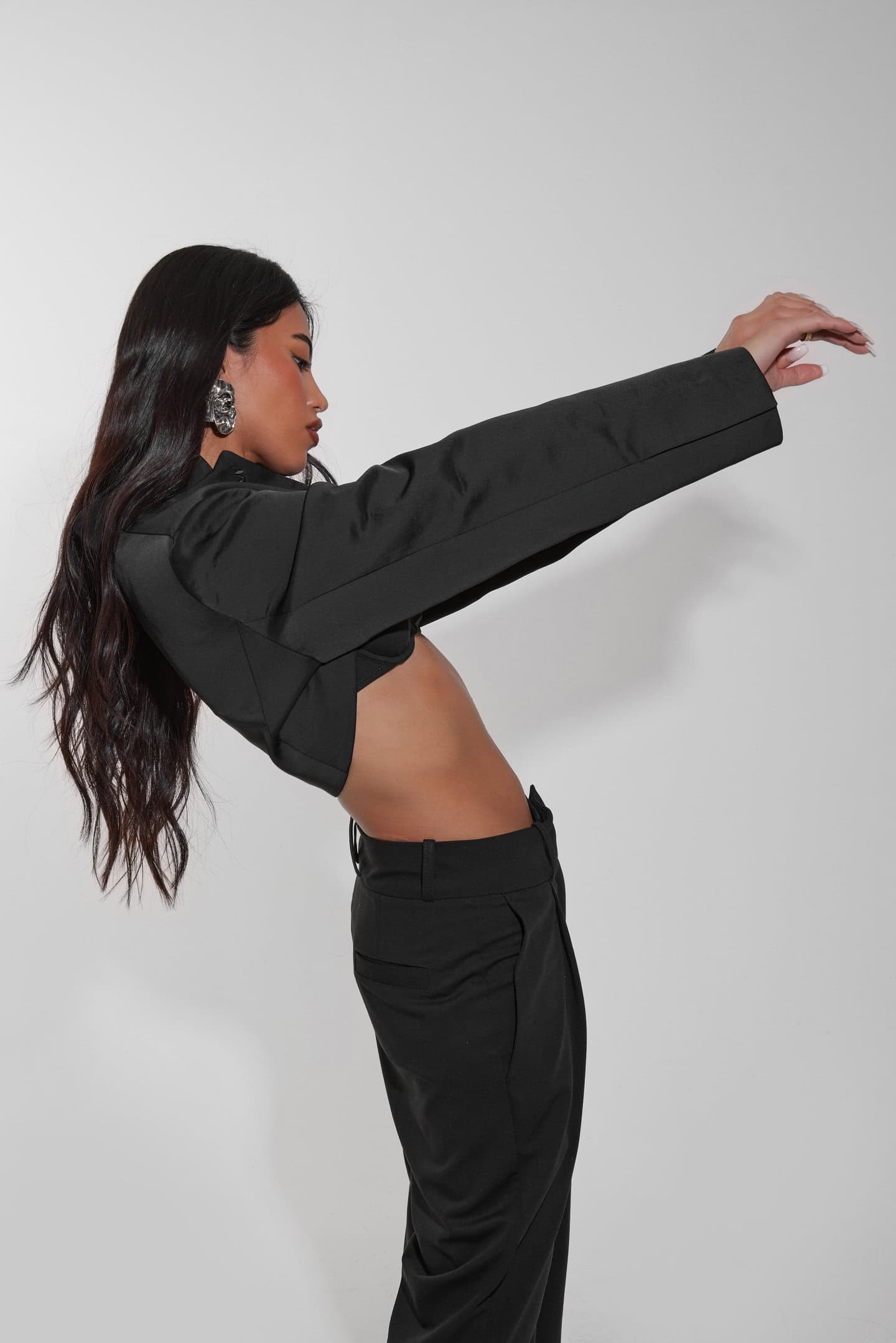 the nights bolero | Black Satin Cropped Bolero Blazer Jacket - The