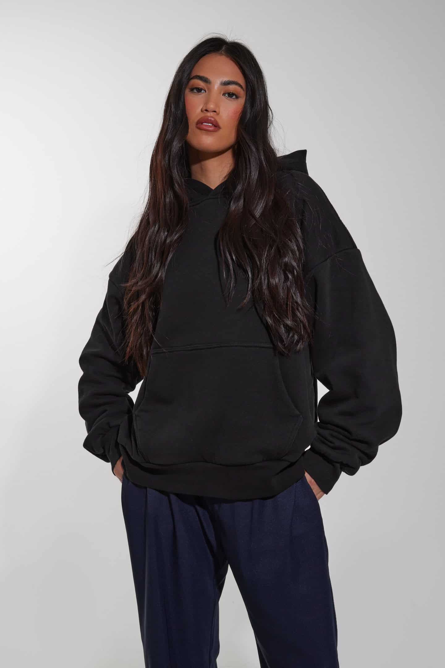 the steal hoodie | Black Unisex Loose Fit Basic Hoodie - The Sixth